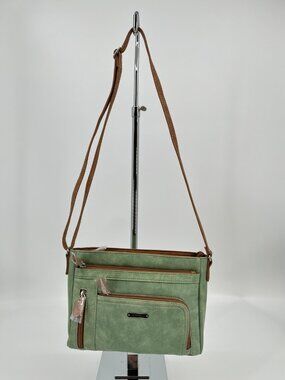 MultiSac Summerville Crossbody Bag Green Zip Top Adjustable Strap Pockets